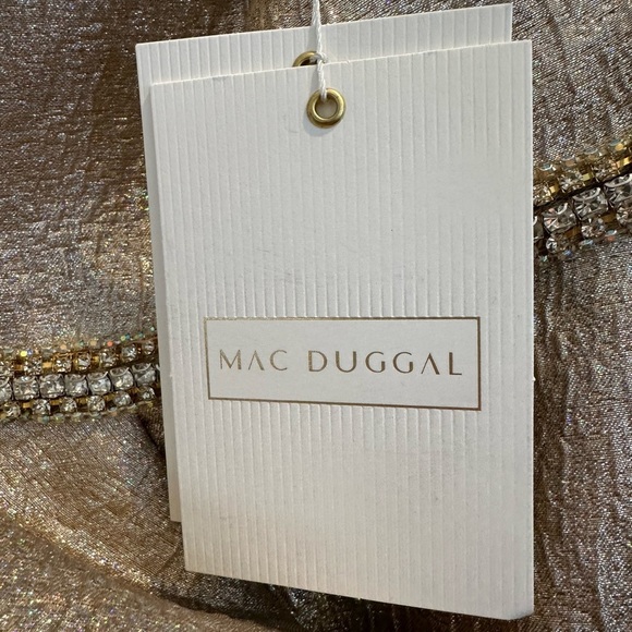 (14) ❤️ BNWT MAC DUGGAL ONE SHOULDER METALLIC RUFFLED EVENING GOWN - Picture 8 of 11